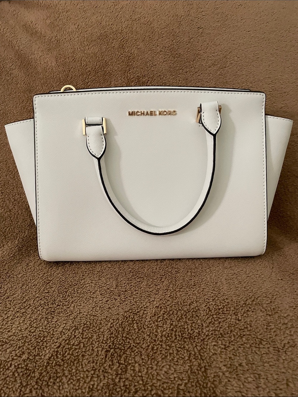 Michael Kors White Saffiano Leather Satchel